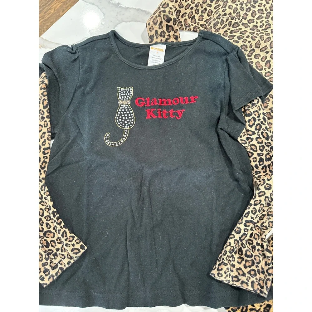 Gymboree Girls Size 7 Glamour Kitty Leopard Print Cardigan Skirt Top 4pc Lot‎